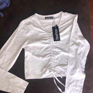 Boohoo ruched crop top